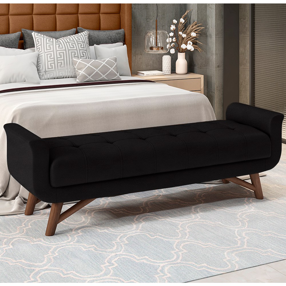 Cabeceira Cama Box Casal 140cm Pisa e Recamier Neville P02 Sintético Preto - Mpozenato