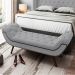 Cabeceira Cama Box Casal 140cm Provença com Calçadeira Vêneto Z37 Veludo Cinza - Mpozenato