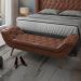 Cabeceira Cama Box Casal 140cm Provença e Recamier Veneto P02 Sintético Marrom - Mpozenato