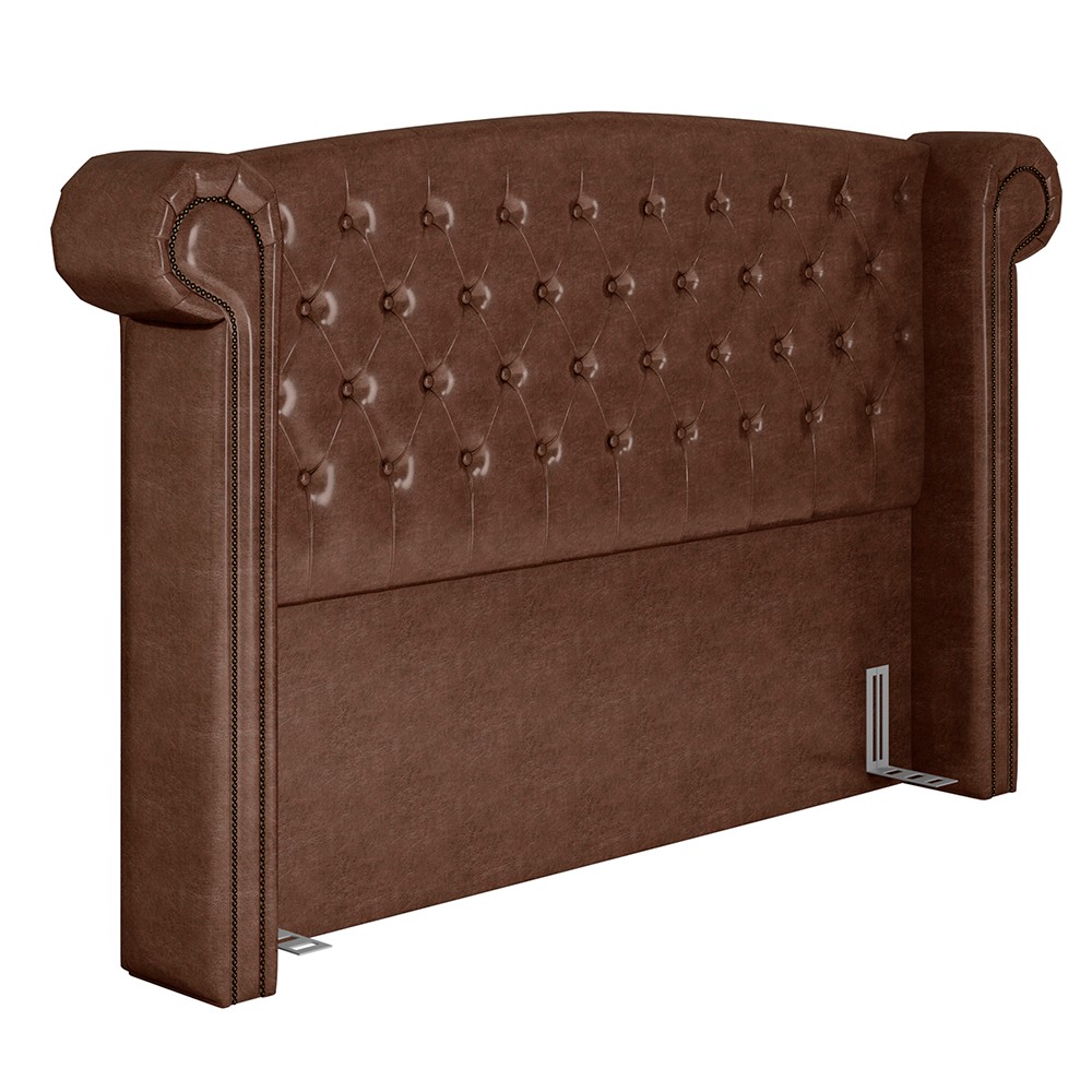 Cabeceira Cama Box Casal 140cm Provença e Recamier Veneto P02 Sintético Marrom - Mpozenato