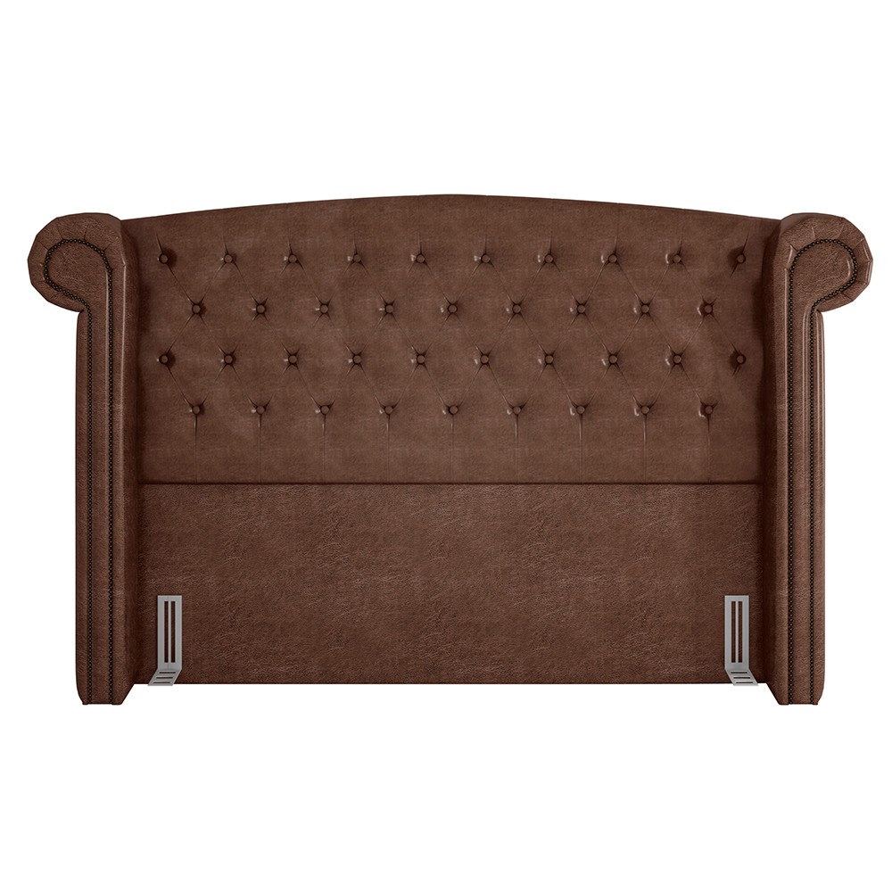 Cabeceira Cama Box Casal 140cm Provença e Recamier Veneto P02 Sintético Marrom - Mpozenato