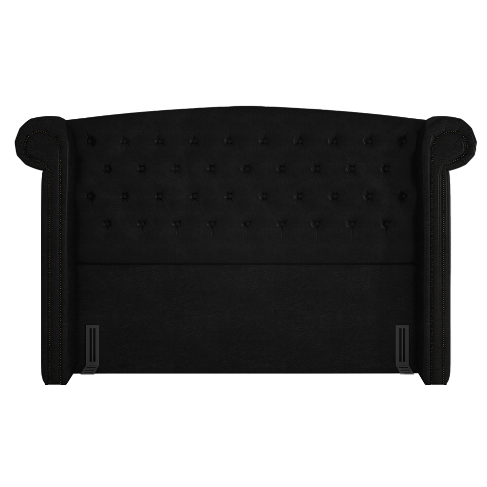Cabeceira Cama Box Casal 140cm Provença e Recamier Veneto P02 Sintético Preto - Mpozenato