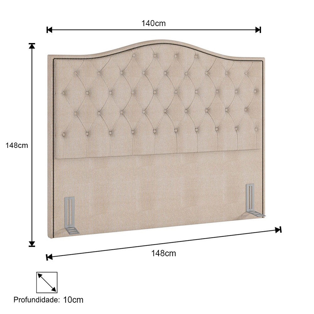 Cabeceira Cama Box Casal 140cm Siena P02 Linho Bege Cru - Mpozenato