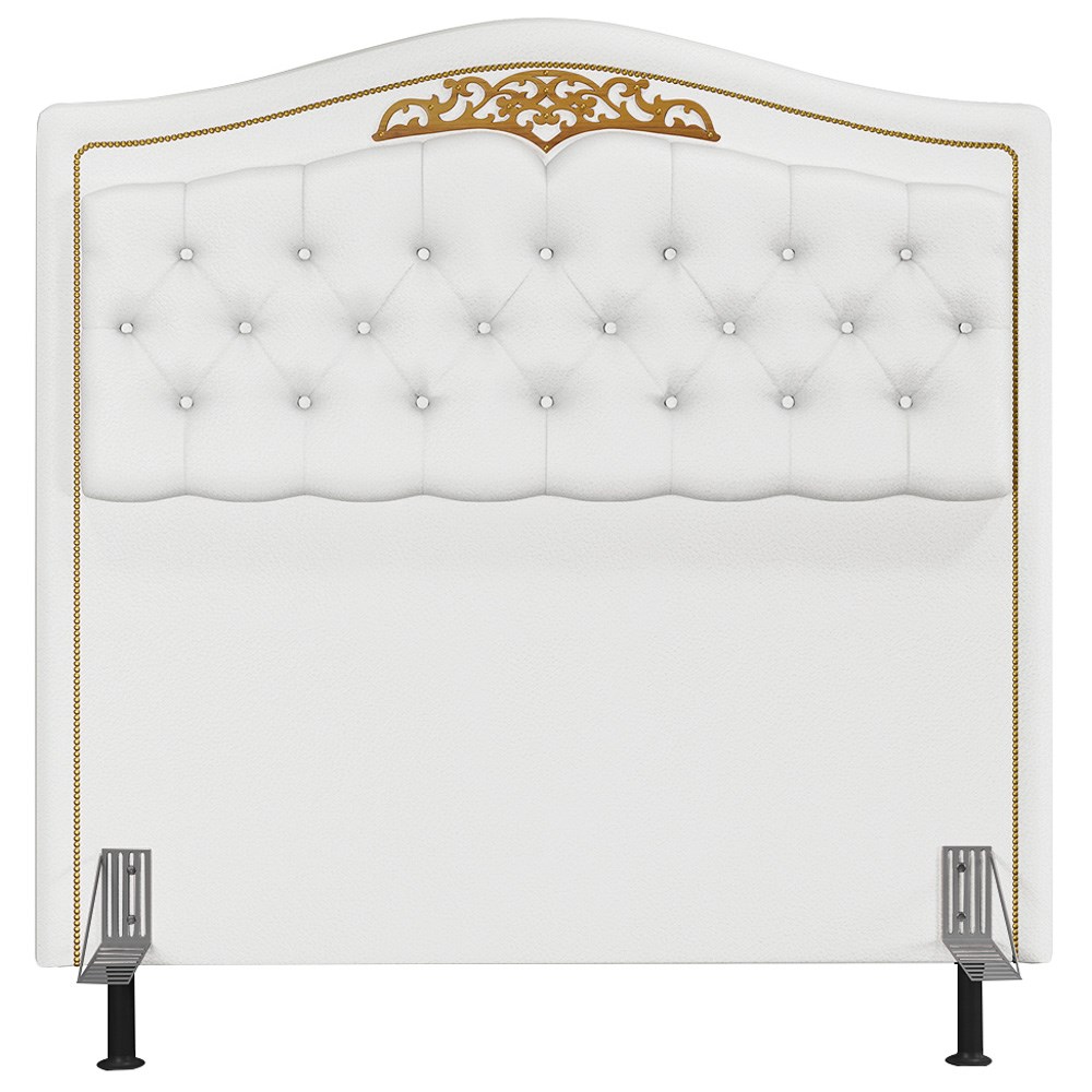 Cabeceira Cama Box Casal 140cm com Tachas Imperial J02 Sintético Branco - Mpozenato