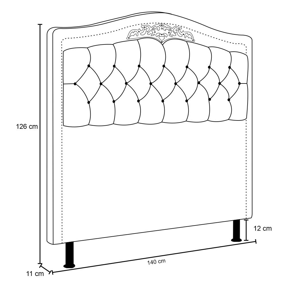 Cabeceira Cama Box Casal 140cm com Tachas Imperial J02 Sintético Branco - Mpozenato