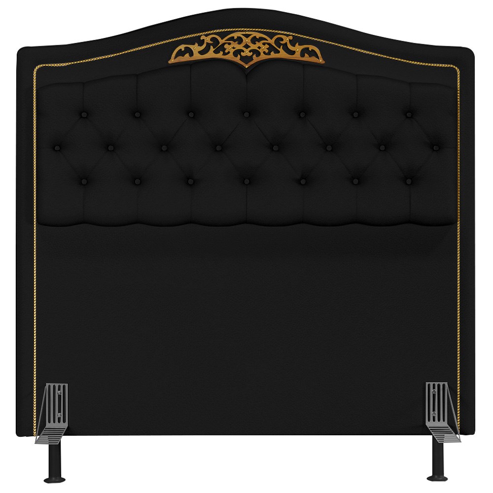 Cabeceira Cama Box Casal 140cm com Tachas Imperial J02 Sintético Preto - Mpozenato