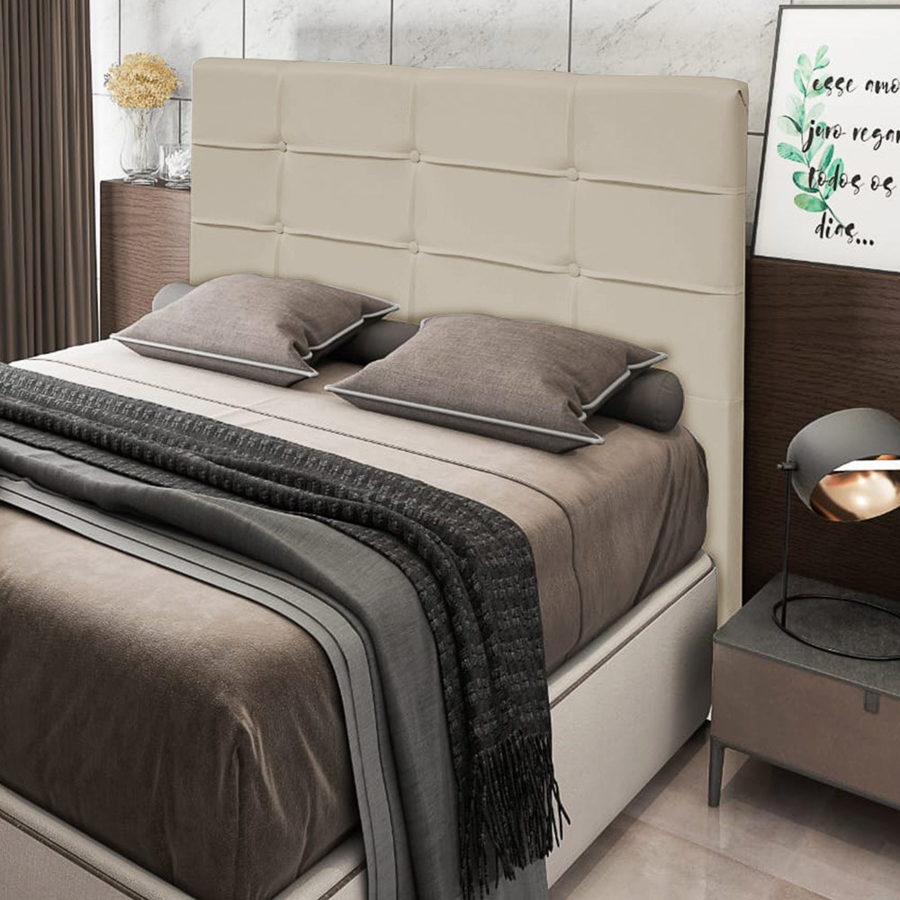 Cabeceira Cama Box Casal King 193cm D10 Esmeralda Corano Bege - Mpozenato