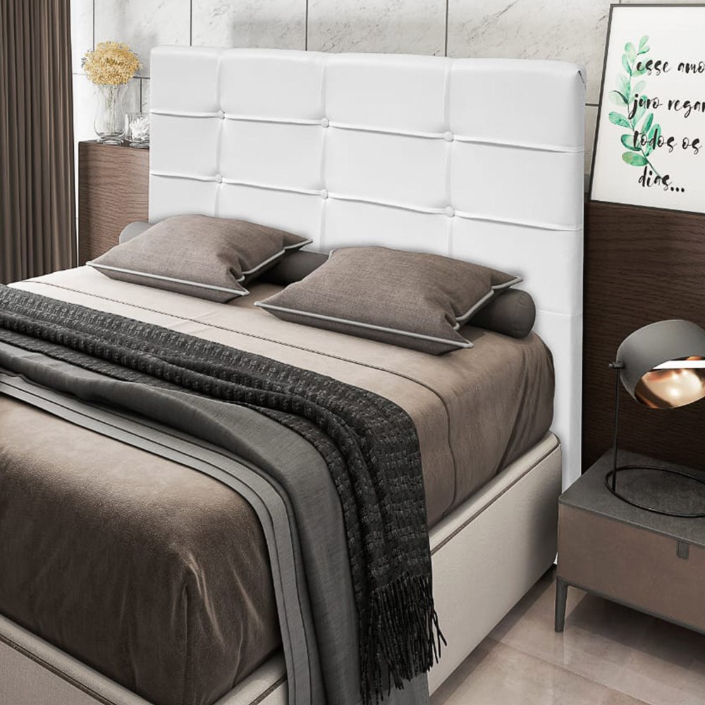 Cabeceira Cama Box Casal King 193cm D10 Esmeralda Corano Branco - Mpozenato