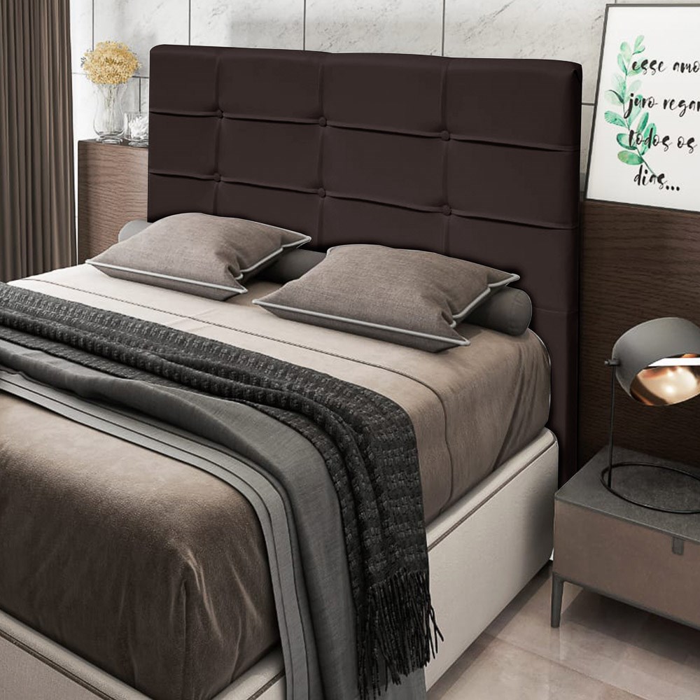 Cabeceira Cama Box Casal King 193cm D10 Esmeralda Corano Marrom - Mpozenato
