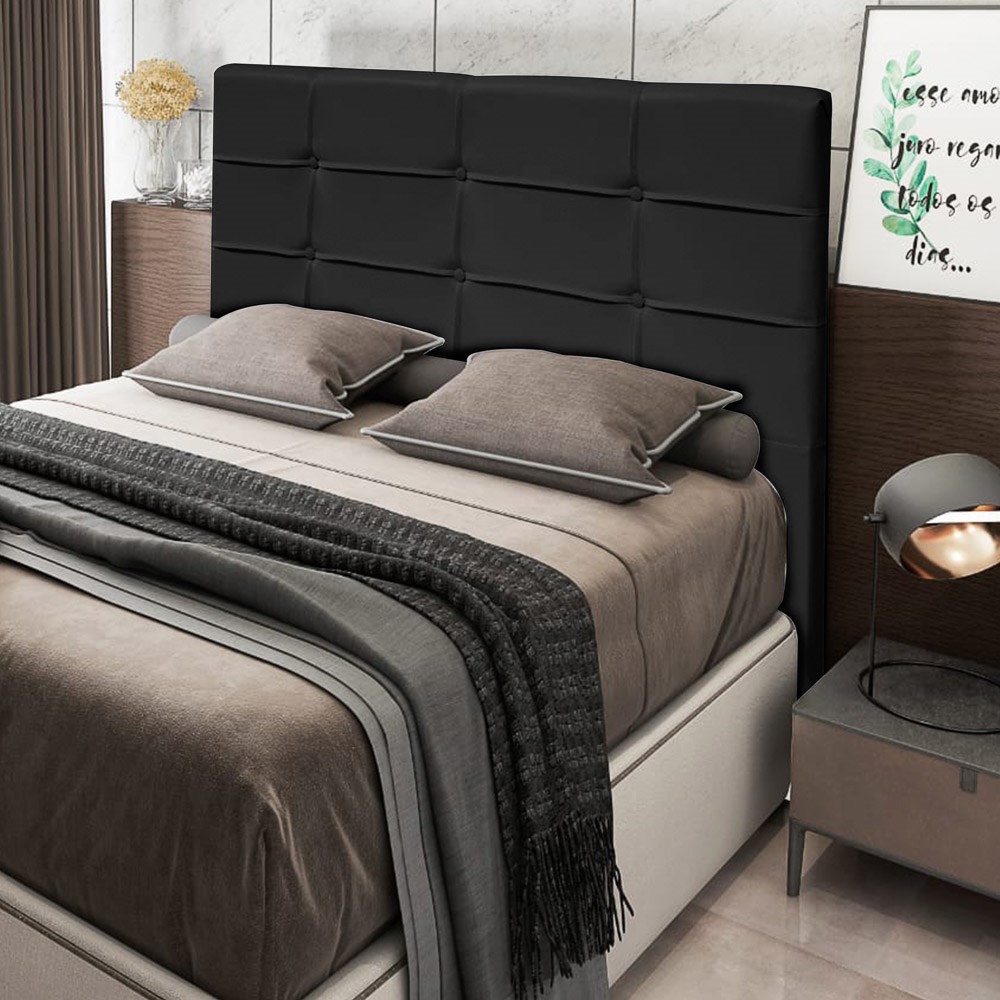 Cabeceira Cama Box Casal King 193cm D10 Esmeralda Corano Preto - Mpozenato