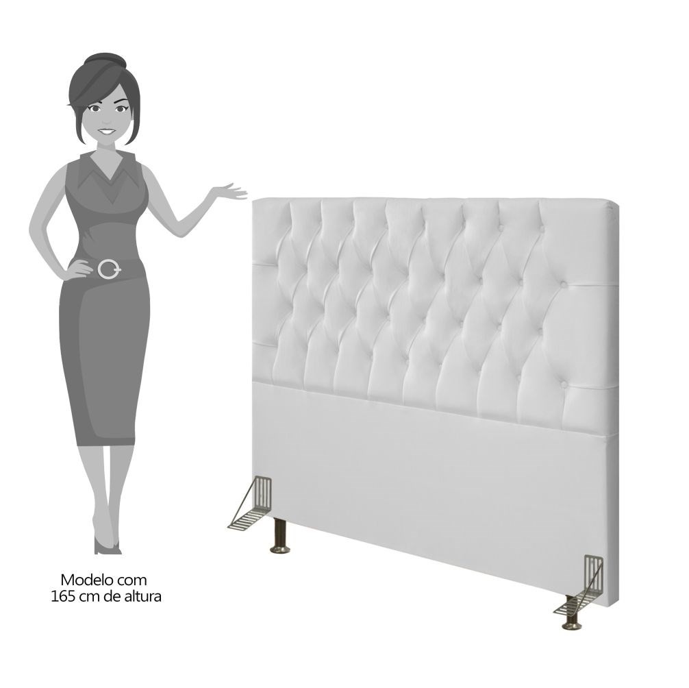 Cabeceira Cama Box Casal King 193cm Diamante D10 Corano Branco - Mpozenato