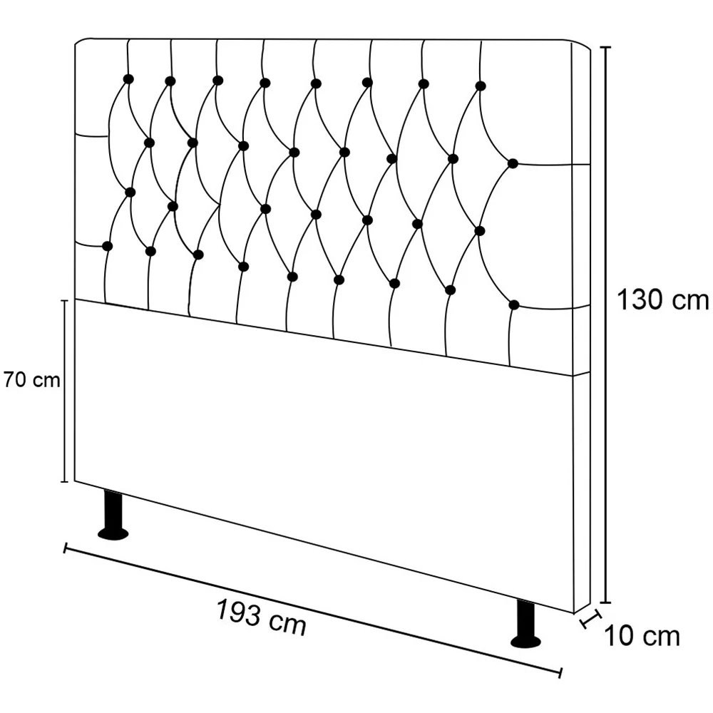 Cabeceira Cama Box Casal King 193cm Diamante D10 Linho Bege - Mpozenato