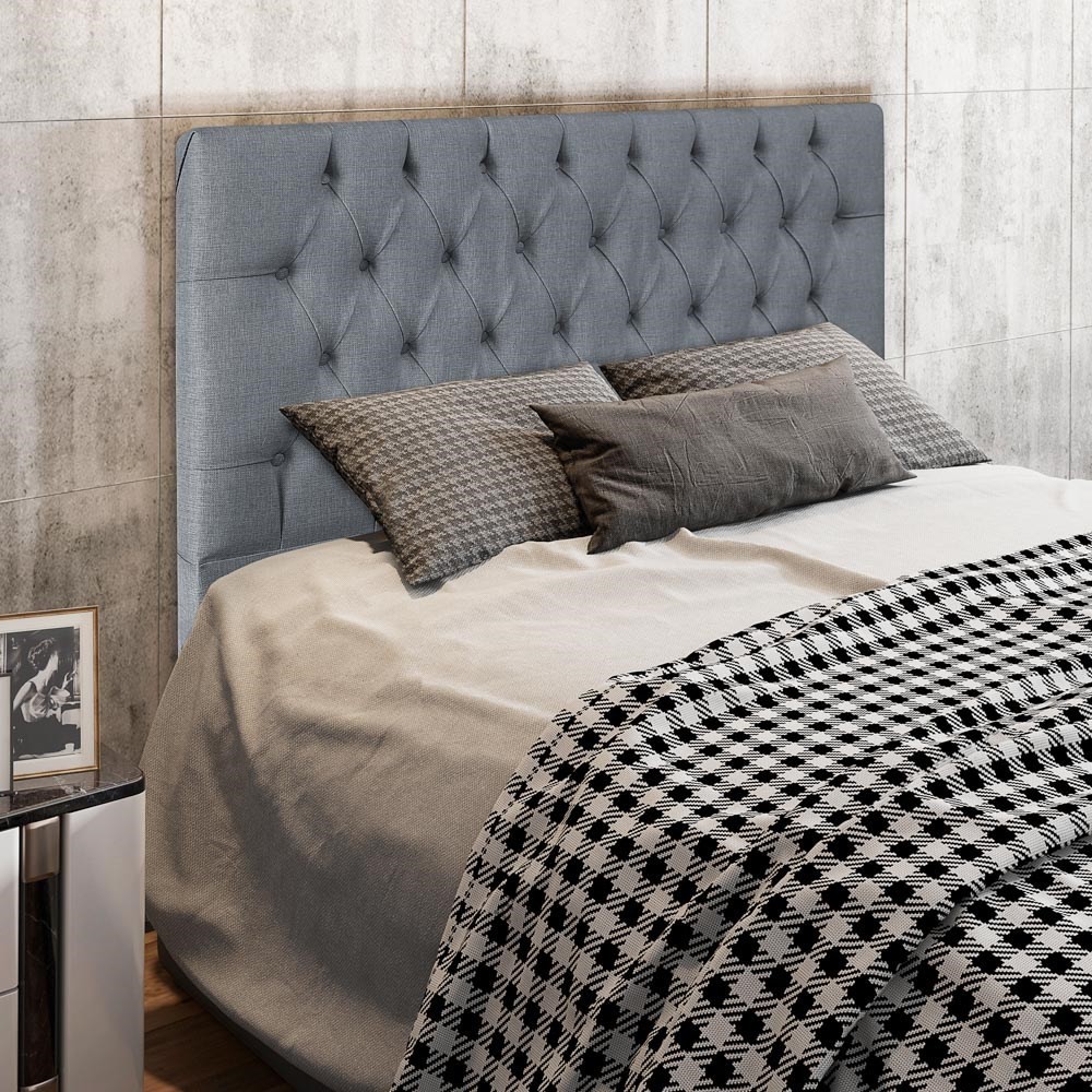 Cabeceira Cama Box Casal King 193cm Diamante D10 Linho Cinza - Mpozenato