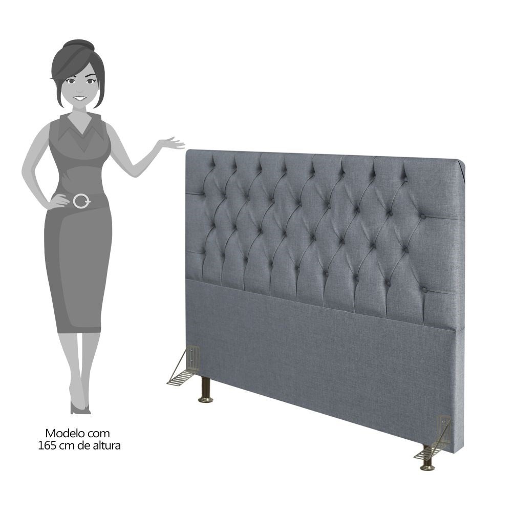 Cabeceira Cama Box Casal King 193cm Diamante D10 Linho Cinza - Mpozenato