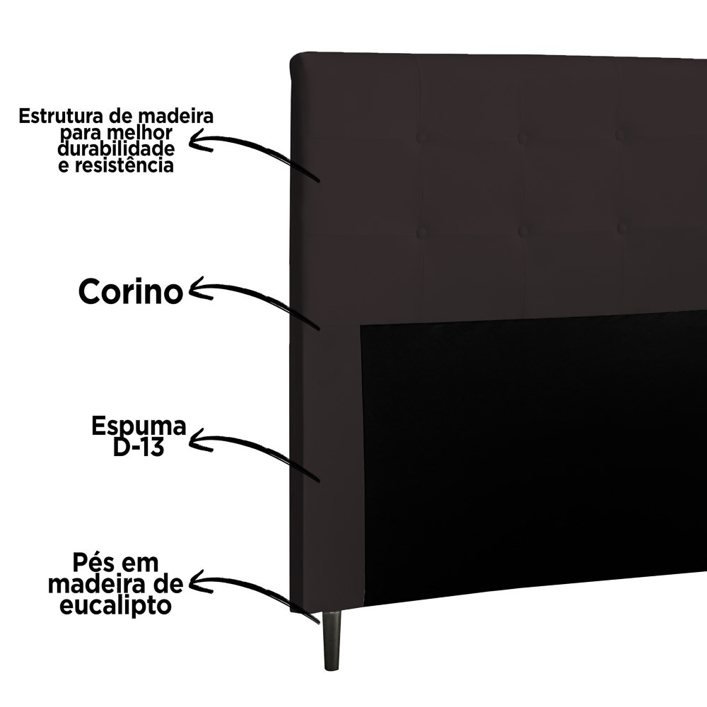 Cabeceira Cama Box Casal King 193cm Luna I02 Sintético Marrom - Mpozenato