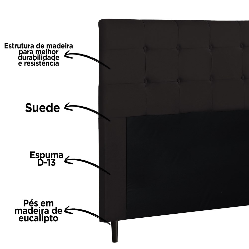 Cabeceira Cama Box Casal King 193cm Luna I02 Suede Marrom - Mpozenato