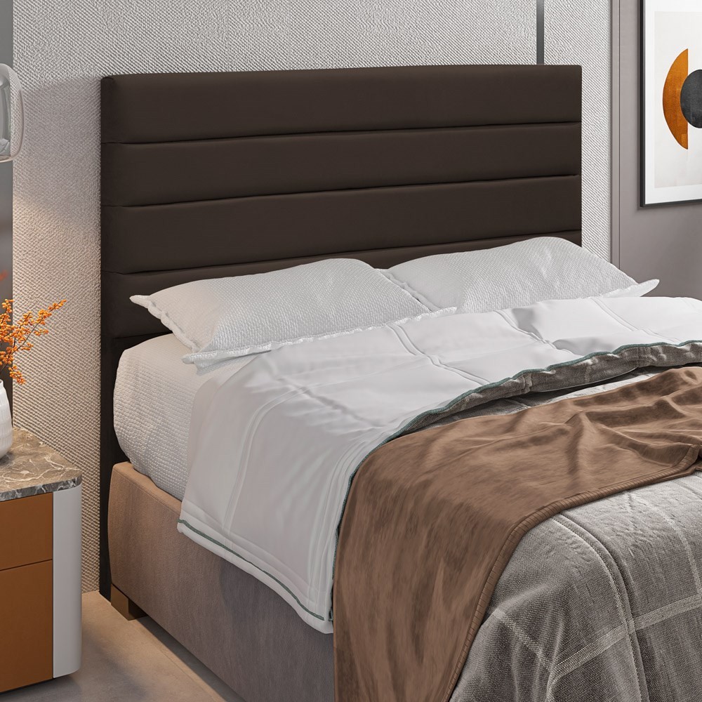 Cabeceira Cama Box Casal King 193cm Rubi D10 Suede Marrom - Mpozenato