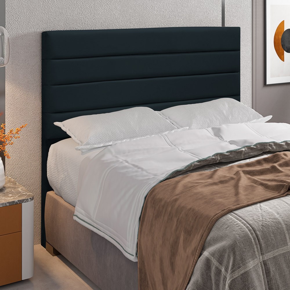 Cabeceira Cama Box Casal King 193cm Rubi D10 Suede Preto - Mpozenato
