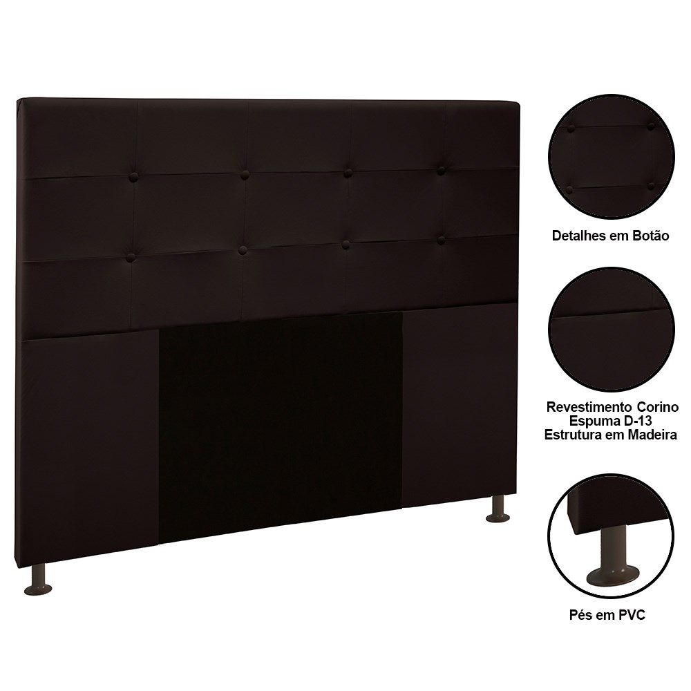 Cabeceira Cama Box Casal King 193cm Safira Sintético I02 Marrom - Mpozenato