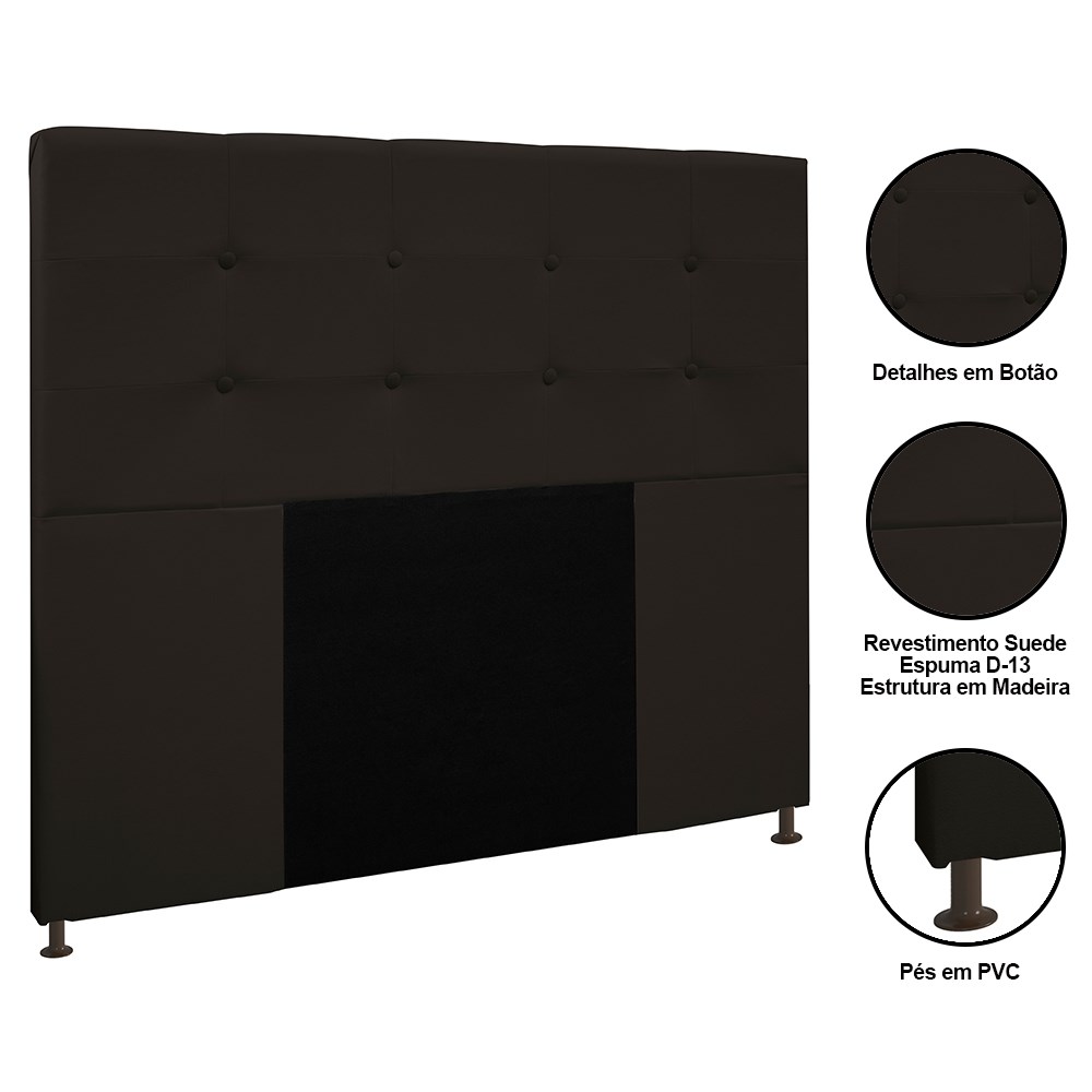 Cabeceira Cama Box Casal King 193cm Safira Suede I02 Marrom - Mpozenato