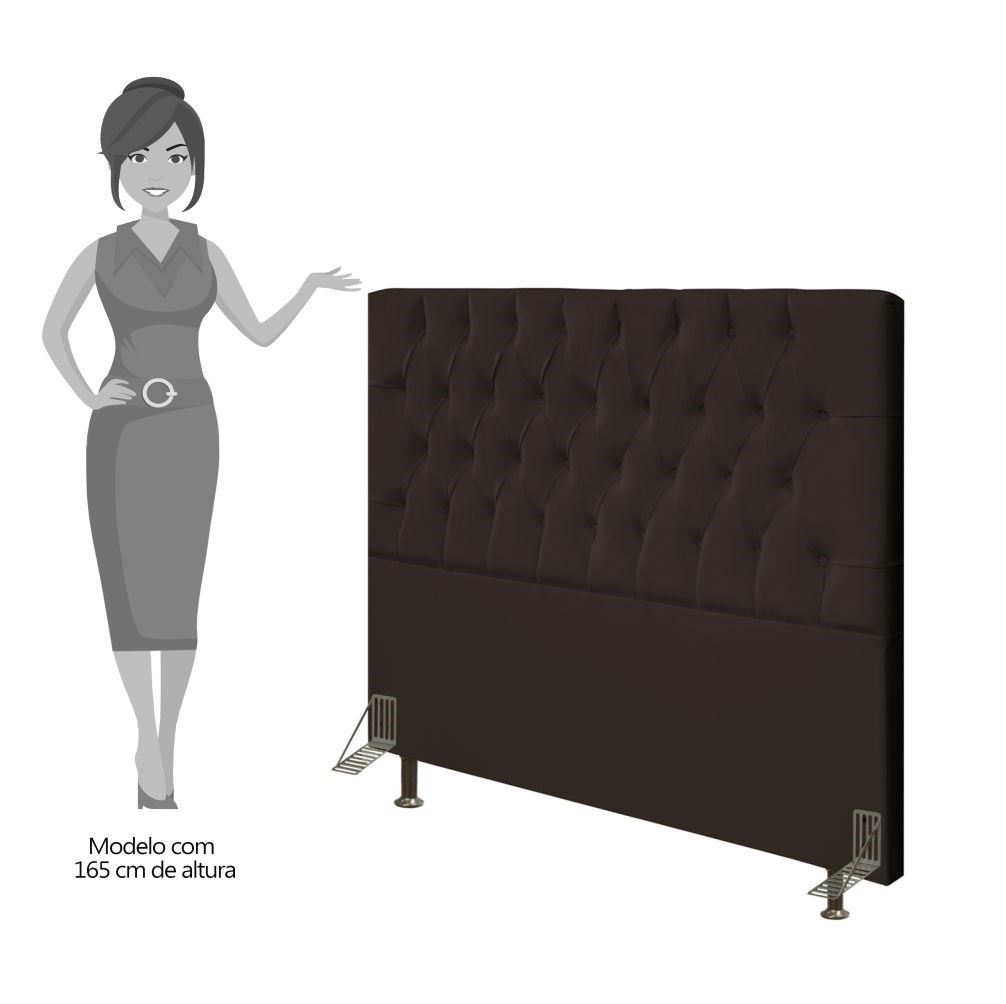 Cabeceira Cama Box Casal King 195cm Diamante Veludo J02 Marrom - Mpozenato