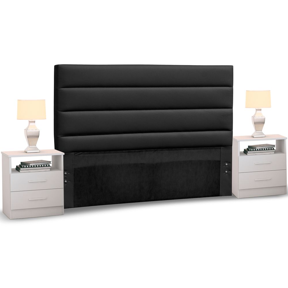 Cabeceira Cama Box Casal King 195cm Greta Corano e 2 Mesas de Cabeceira Flex DM1 Branco - Mpozenato