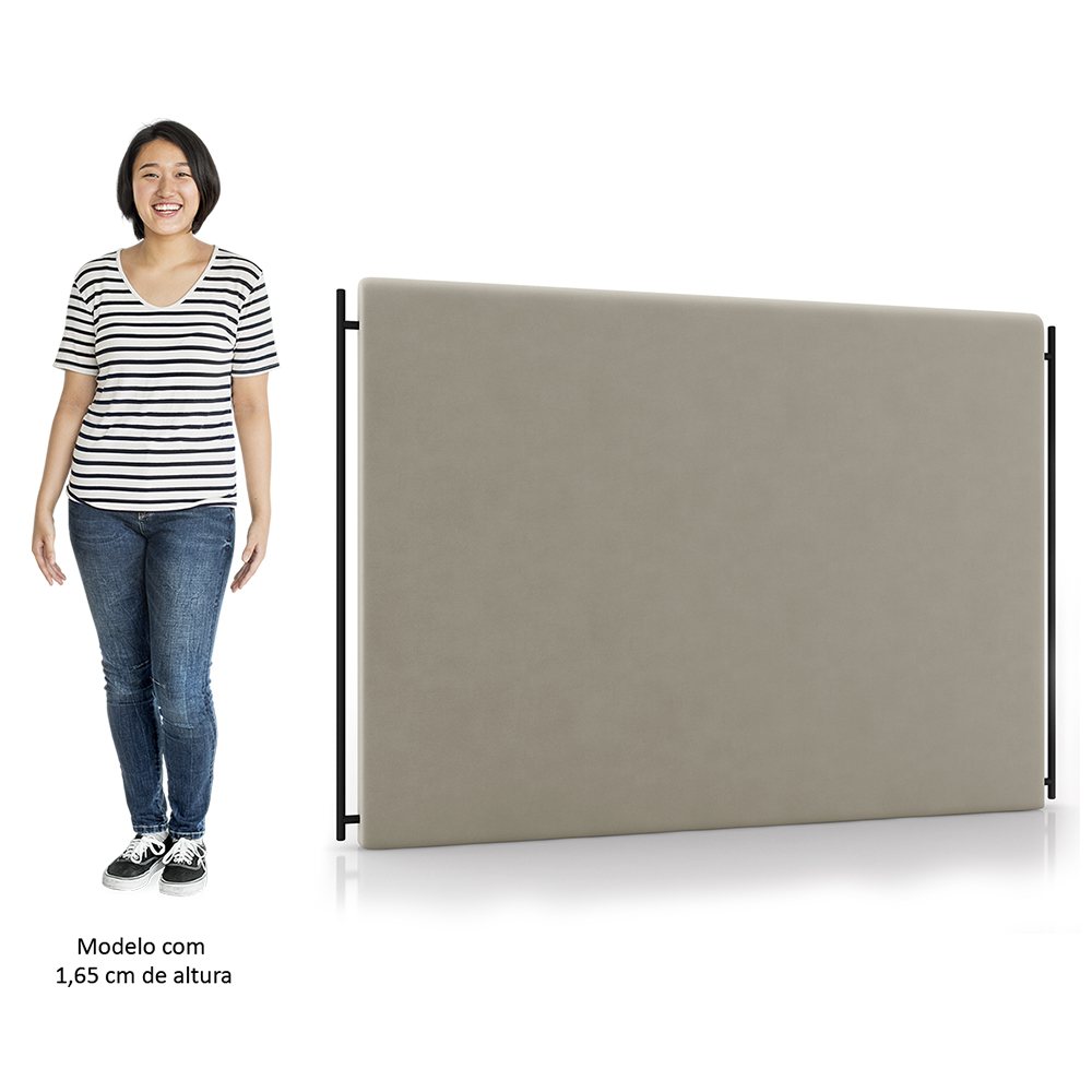 Cabeceira Cama Box Casal King 195cm Oscar P02 Suede Bege - Mpozenato