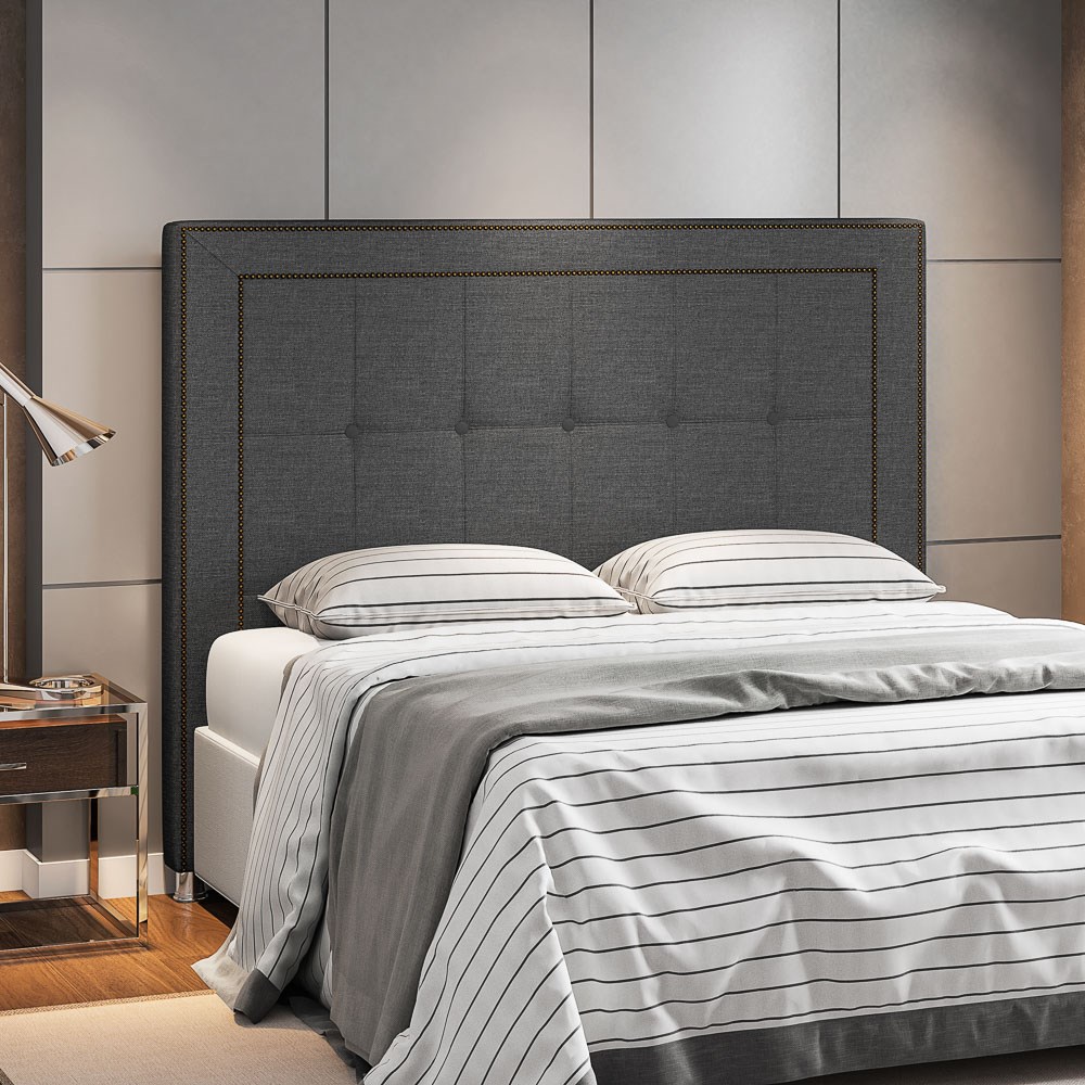 Cabeceira Cama Box Casal King 195cm Paolla P02 Linho Chumbo - Mpozenato
