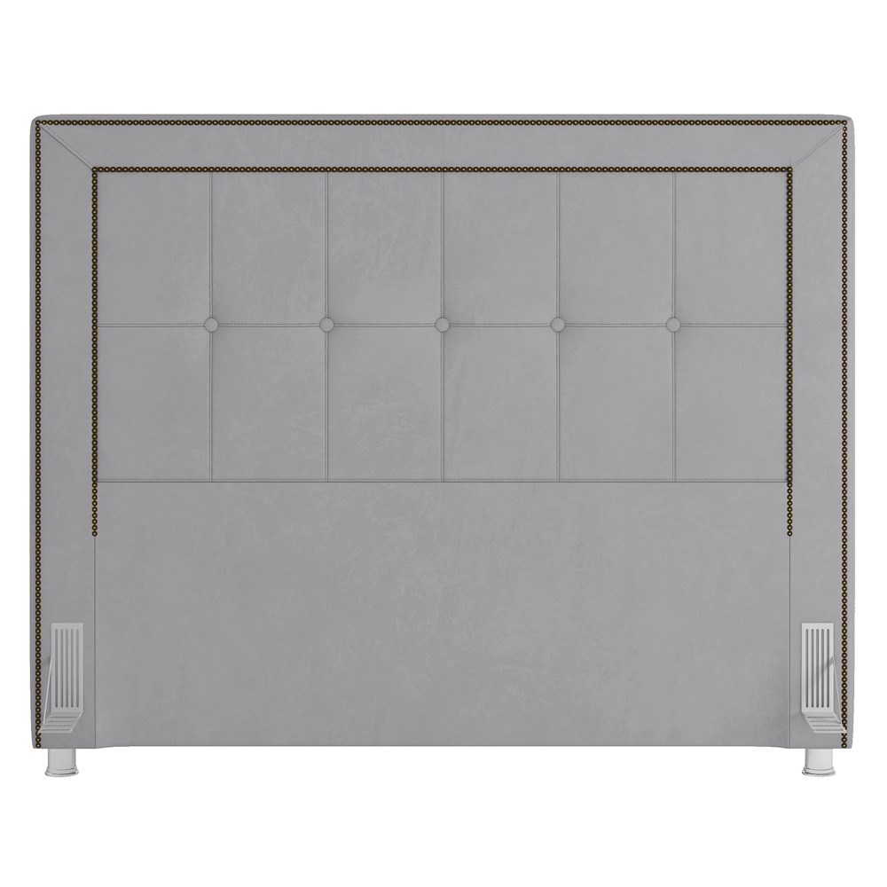 Cabeceira Cama Box Casal King 195cm Paolla P02 Veludo Cinza - Mpozenato