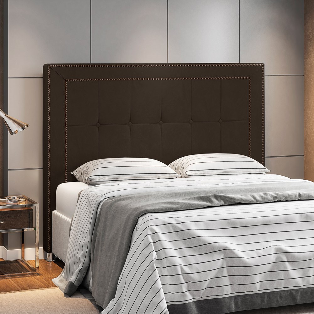 Cabeceira Cama Box Casal King 195cm Paolla P02 Veludo Marrom - Mpozenato
