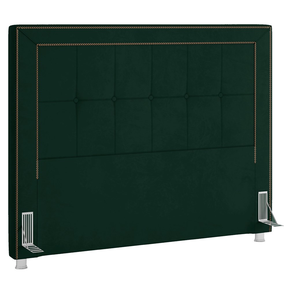 Cabeceira Cama Box Casal King 195cm Paolla P02 Veludo Verde Musgo - Mpozenato