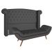 Cabeceira Cama Box Casal King 195cm Provença com Calçadeira Vêneto Z37 Linho Chumbo - Mpozenato
