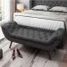 Cabeceira Cama Box Casal King 195cm Provença com Calçadeira Vêneto Z37 Linho Chumbo - Mpozenato