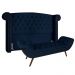 Cabeceira Cama Box Casal King 195cm Provença com Calçadeira Vêneto Z37 Veludo Azul Marinho - Mpozenato