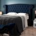Cabeceira Cama Box Casal King 195cm Provença com Calçadeira Vêneto Z37 Veludo Azul Marinho - Mpozenato