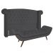 Cabeceira Cama Box Casal King 195cm Provença com Calçadeira Vêneto Z37 Veludo Chumbo - Mpozenato