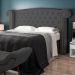 Cabeceira Cama Box Casal King 195cm Provença com Calçadeira Vêneto Z37 Veludo Chumbo - Mpozenato