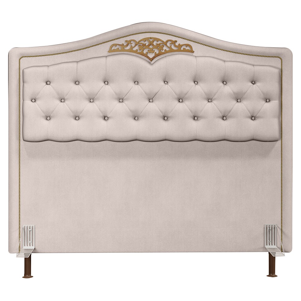 Cabeceira Cama Box Casal King 195cm com Tachas Imperial Veludo J02 Bege - Mpozenato