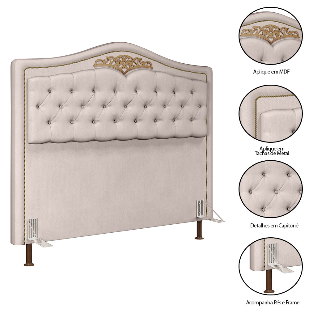 Cabeceira Cama Box Casal Queen 160cm Com Calçadeira Baú Imperial Veludo J02 Bege - Mpozenato