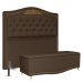 Cabeceira Cama Box Casal Queen 160cm Com Calçadeira Baú Imperial Veludo J02 Chocolate - Mpozenato
