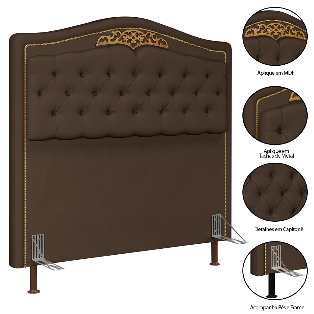 Cabeceira Cama Box Casal Queen 160cm Com Calçadeira Baú Imperial Veludo J02 Chocolate - Mpozenato