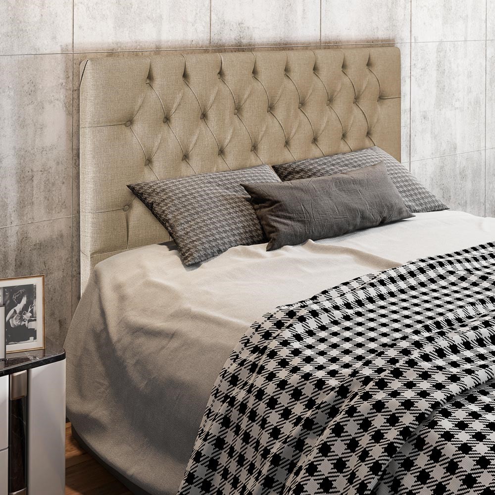 Cabeceira Cama Box Casal Queen 160cm Diamante D10 Linho Bege - Mpozenato