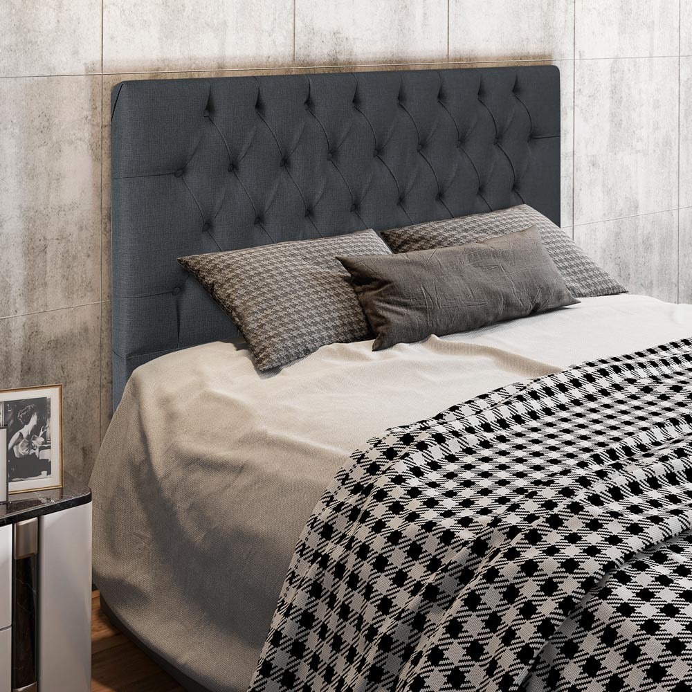Cabeceira Cama Box Casal Queen 160cm Diamante D10 Linho Chumbo - Mpozenato
