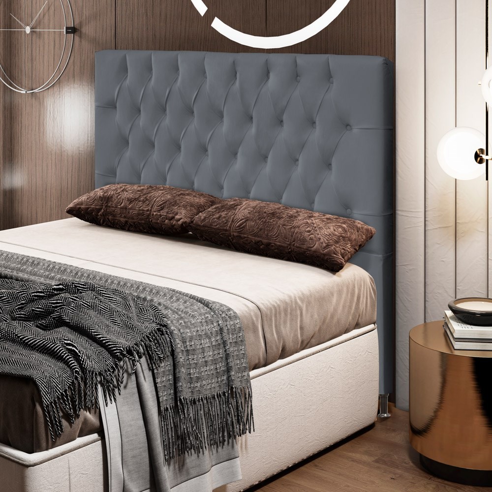 Cabeceira Cama Box Casal Queen 160cm Diamante Veludo J02 Cinza - Mpozenato