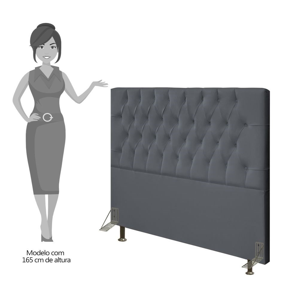 Cabeceira Cama Box Casal Queen 160cm Diamante Veludo J02 Cinza - Mpozenato
