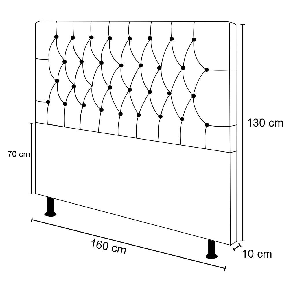 Cabeceira Cama Box Casal Queen 160cm Diamante Veludo J02 Preto - Mpozenato