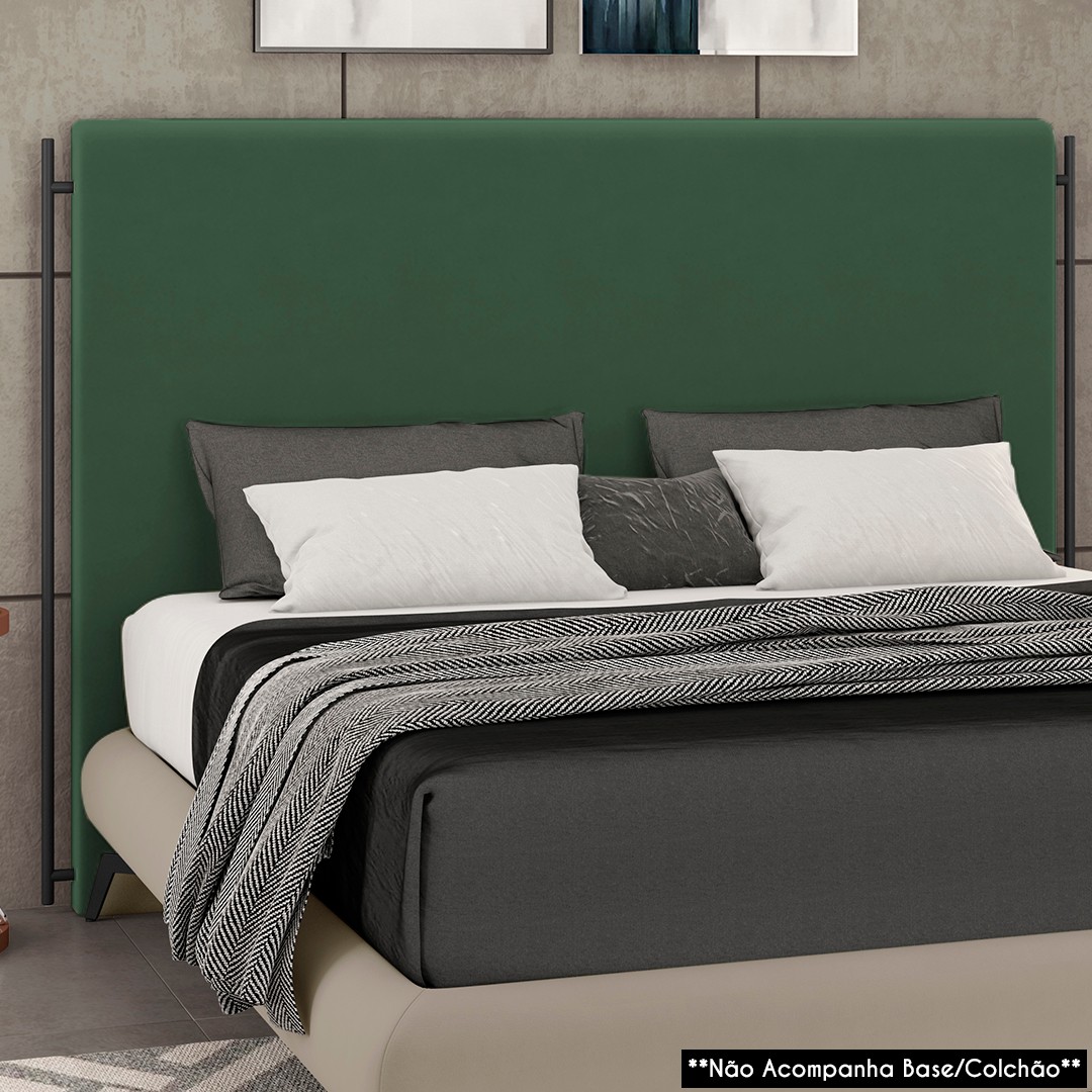 Cabeceira Cama Box Casal Queen 160cm Oscar P02 Veludo Verde - Mpozenato