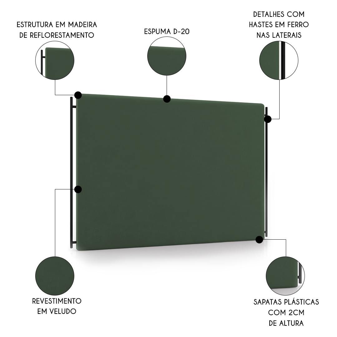 Cabeceira Cama Box Casal Queen 160cm Oscar P02 Veludo Verde - Mpozenato