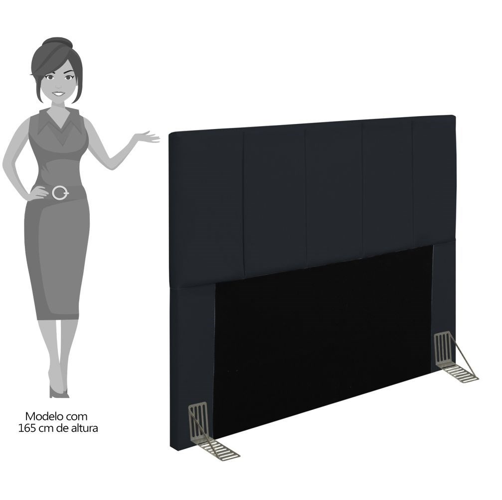 Cabeceira Cama Box Casal Queen 160cm Pérola D10 Corano Preto - Mpozenato