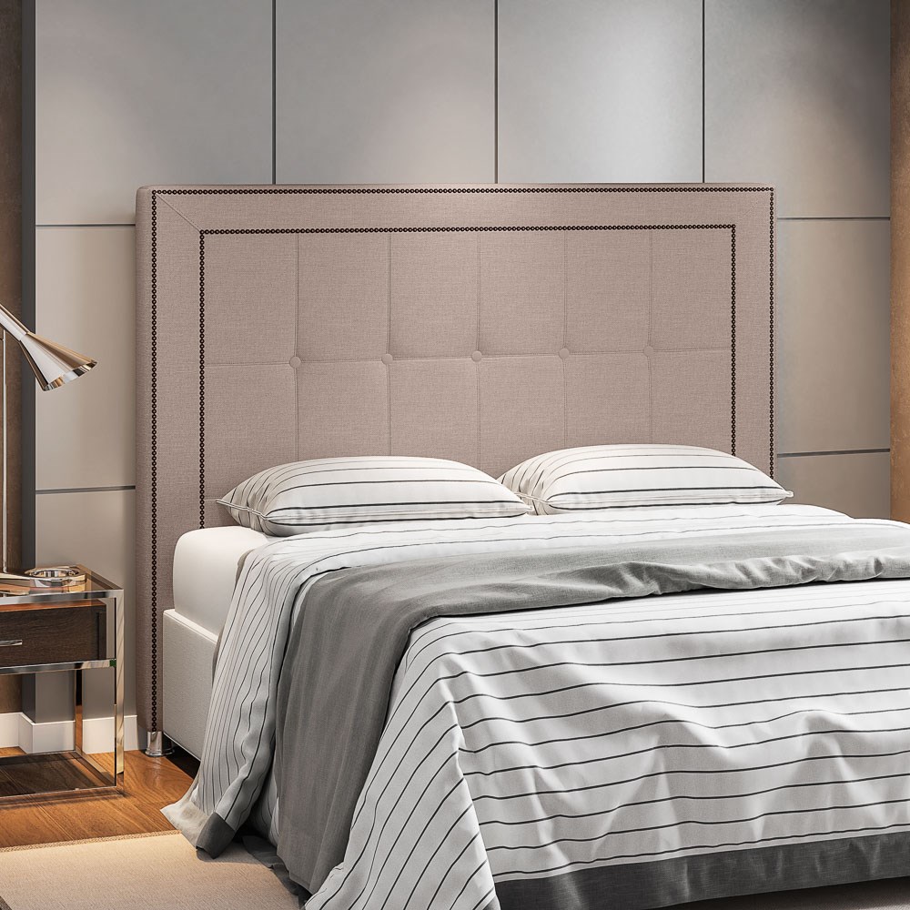 Cabeceira Cama Box Casal Queen 160cm Paolla P02 Linho Bege Cru - Mpozenato